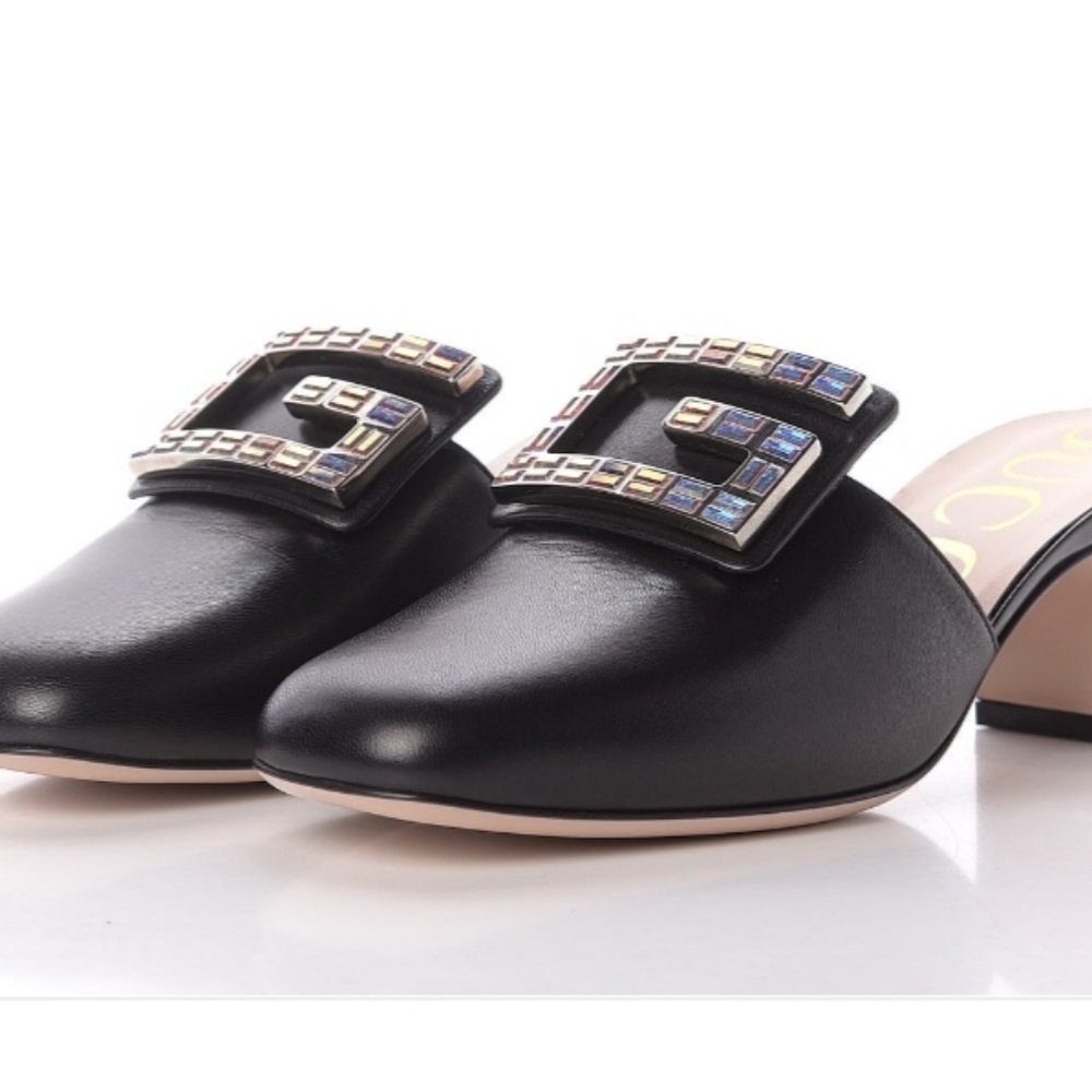 Malaga Kid Crystal Square G Madelyn Mules 37 Black